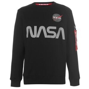 Alpha Industries Mens NASA Reflective Crew Neck Sweatshirt / Black